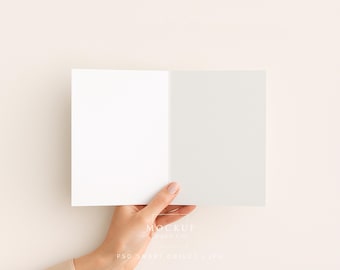 5x7 Card Mockup For Designers Minimal Greeting Card Display Photo Scene With Hand Holding Stationery Photoshop Smart Object File