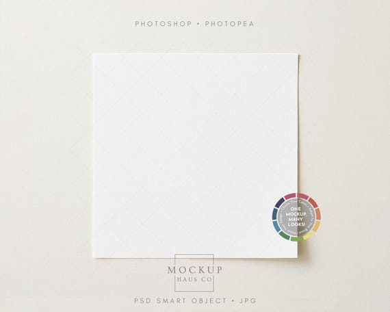Square Poster Mockup PSD | Paper or Unframed Print Mock Up | Make Background Any Color!