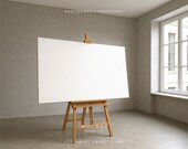 Horizontal Canvas Wall Art Mockup PSD | Large DIN-A0 Canvas on Studio Easel Artwork Display