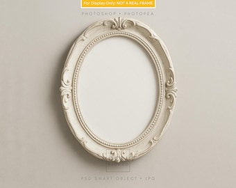 Vintage Oval Frame Mockup 8x10 Art Print Display Styled Wall Scene Printable Artwork PSD For Sellers Digital Artists Stationery