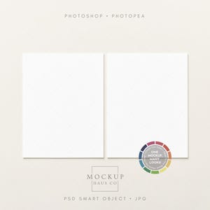 May include: Two white rectangular mockups with a subtle diamond pattern, set against a neutral background. The top of the image reads "PHOTOSHOP &bull; PHOTOPEA". A color wheel with the text "ONE MOCKUP, MANY LOOKS!" is in the lower right corner. The bottom of the image reads "MOCKUP HAUS CO" and "PSD SMART OBJECT &bull; JPG".