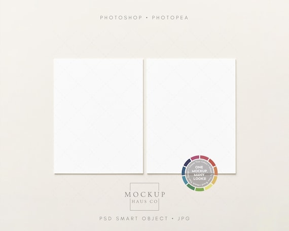 2 Page Printable Mockup PSD 8.5x11 US Letter Poster Paper | Select Background Color!