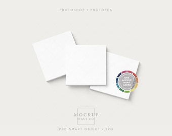 Conjunto de 3 maquetas de blocs de notas cuadrados / Maquetas de notas adhesivas/desprendibles / Fondo personalizable