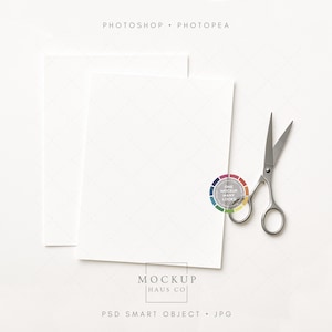8.5x11" Paper Mockup PSD | Printable Smart Mock Up for 2 Page Worksheet with Scissors