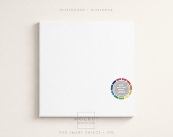 Square Canvas Mockup PSD | For 1:1 Digital Wall Art Display | Change Background Color!