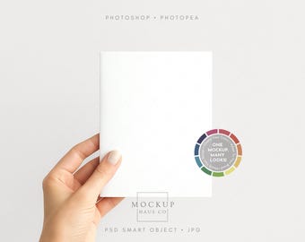 A2 Greeting Card Mock Up Folded Card Mockup 4.25x5.5 Card Mock Up Hand Holding Card Mockup Greeting Card Invitation Card Mockup PSD Thank