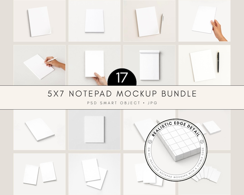 Sc 17 Notepad 17 Notepad Mockup Bundle PSD | 5x7 Memo Pad Mock Ups With Color ...