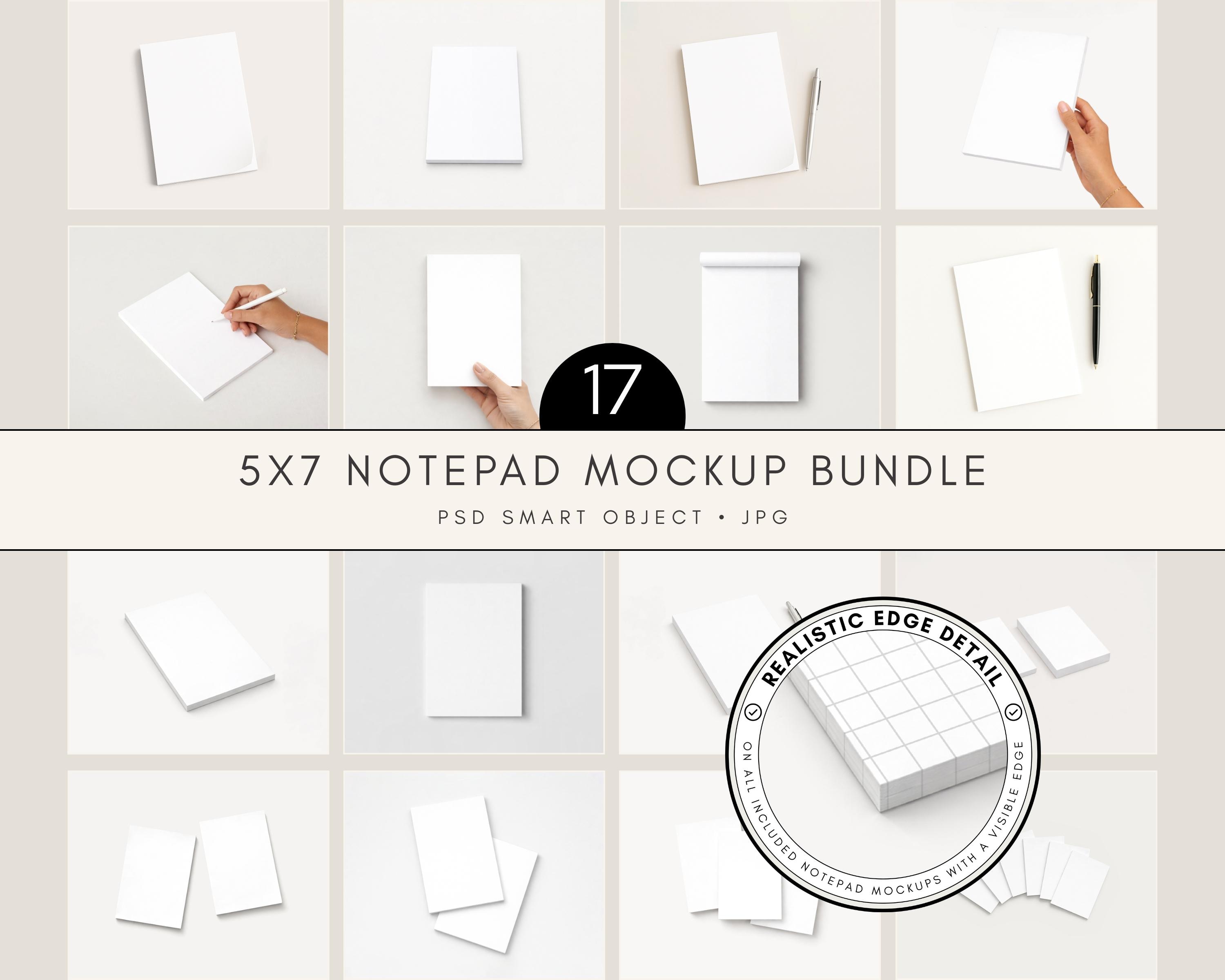 17 Notepad Mockup Bundle PSD | 5x7 Memo Pad Mock Ups With Color ...