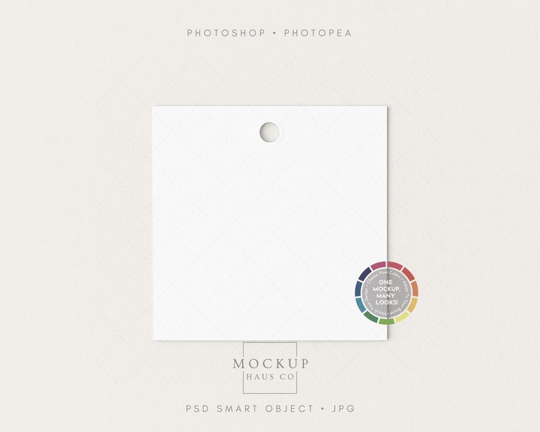 Square Tag Simple Square Tag Mockup PSD | Favor/gift Tag Display Listing Photo ...