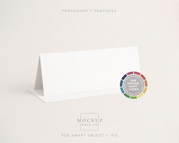 Extra Long Folded Card Mockup Business Size #10 Envelope and Greeting on Envelope Mock-up Choose Any Color Envelope and Background PSD