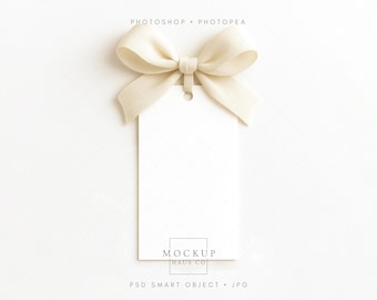 Rectangle Tag Mockup 2x3.5" Favor Tag Mockup Hang Tag Mockup Treat Tag Mockup Neutral Thank you Birthday Elegant Wedding Gift Tag Mockup PSD