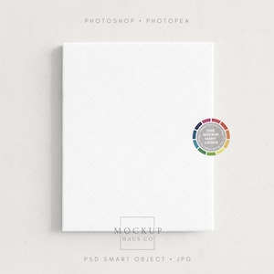 May include: A white canvas with a diamond pattern, featuring the text "PHOTOSHOP • PHOTOPEA" at the top and "PSD SMART OBJECT • JPG" at the bottom. A color wheel with the text "ONE MOCKUP MANY LOOKS" is on the right. The Mockup Haus Co. logo is at the bottom.