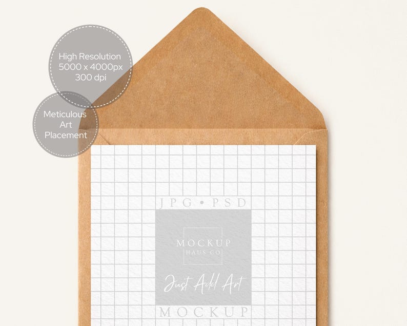 Fyrkantigt kortmockup med kraftkuvert PSD | Neutral födelsedag/tack | Ändra bakgrundsfärg! bild 3