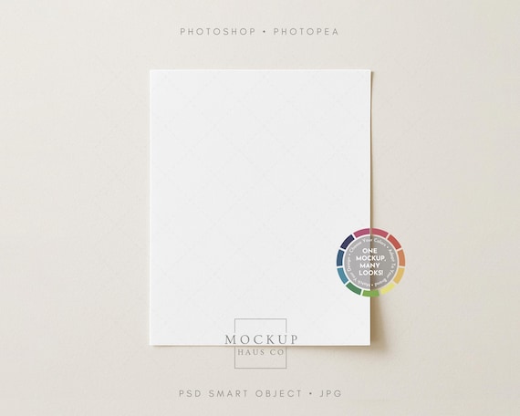 8x10 Print Mockup 4:5 Vertical Unframed Print Mockup Simple Poster Mockup PSD Wall Art Poster Mock up for Digital Art Print | Any Color BG