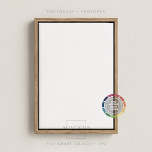 Framed Canvas Mockup PSD | DIN-A Canvas Wood Frame Wall Art Display | Any Color Background