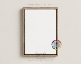Framed Canvas Mockup PSD | DIN-A Canvas Wood Frame Wall Art Display | Any Color Background