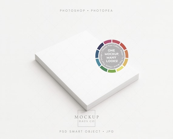 Notepad Mockup For Stationery Sellers Showing 4.25x5.5 Design Template Listing Preview Realistic Quarter Page Pad of Paper Product Display