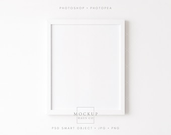 Simple White Frame Mockup PSD Vertical 4:5 Interior Wall Art Mock Up (Smart Mockup)