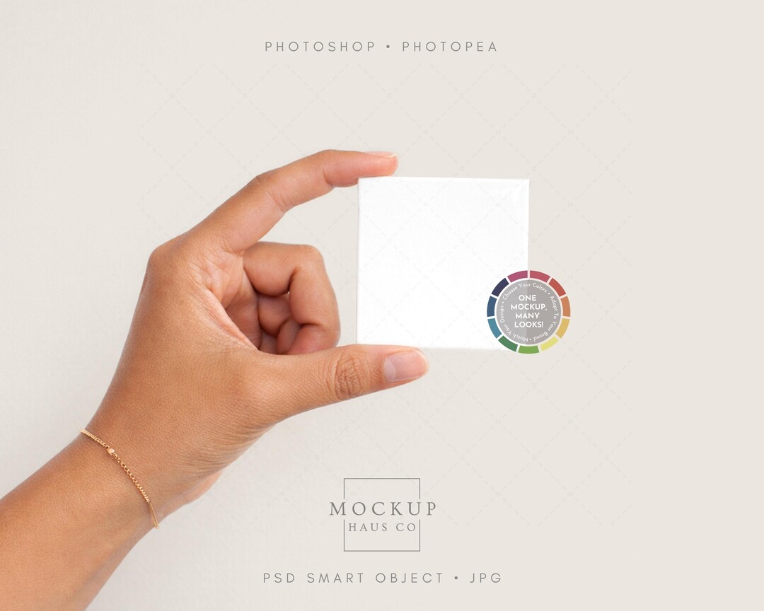 Square Button Magnet Mockup PSD | Woman Holding 2x2