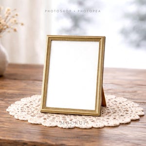 Small Frame Mockup PSD | A6 Vintage Tabletop Framed Wall Art Mockup