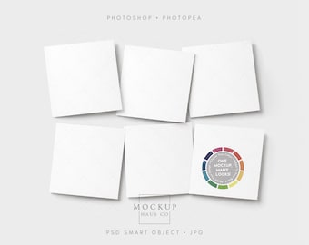 Conjunto de 6 maquetas de tarjetas cuadradas en formato PSD / Maquetas de tarjetas de felicitación plegadas para paquetes