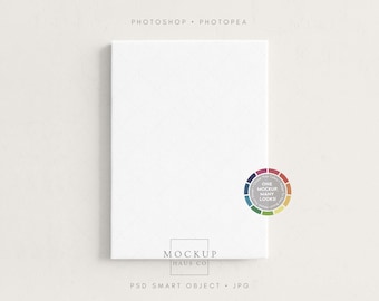 Canvas Wall Art Mockup PSD Vertical DIN-A Gallery Stretched Smart Mockup | Any Color Background