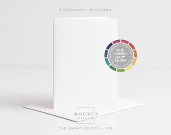 A5 Greeting Card Mockup: Make the Envelope any Color! (Works in Photoshop or Photopea)