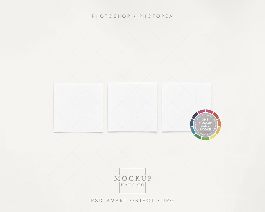 Set of 3 Square Poster Mockup PSD | Multiple Cards or Papers Mockup ...