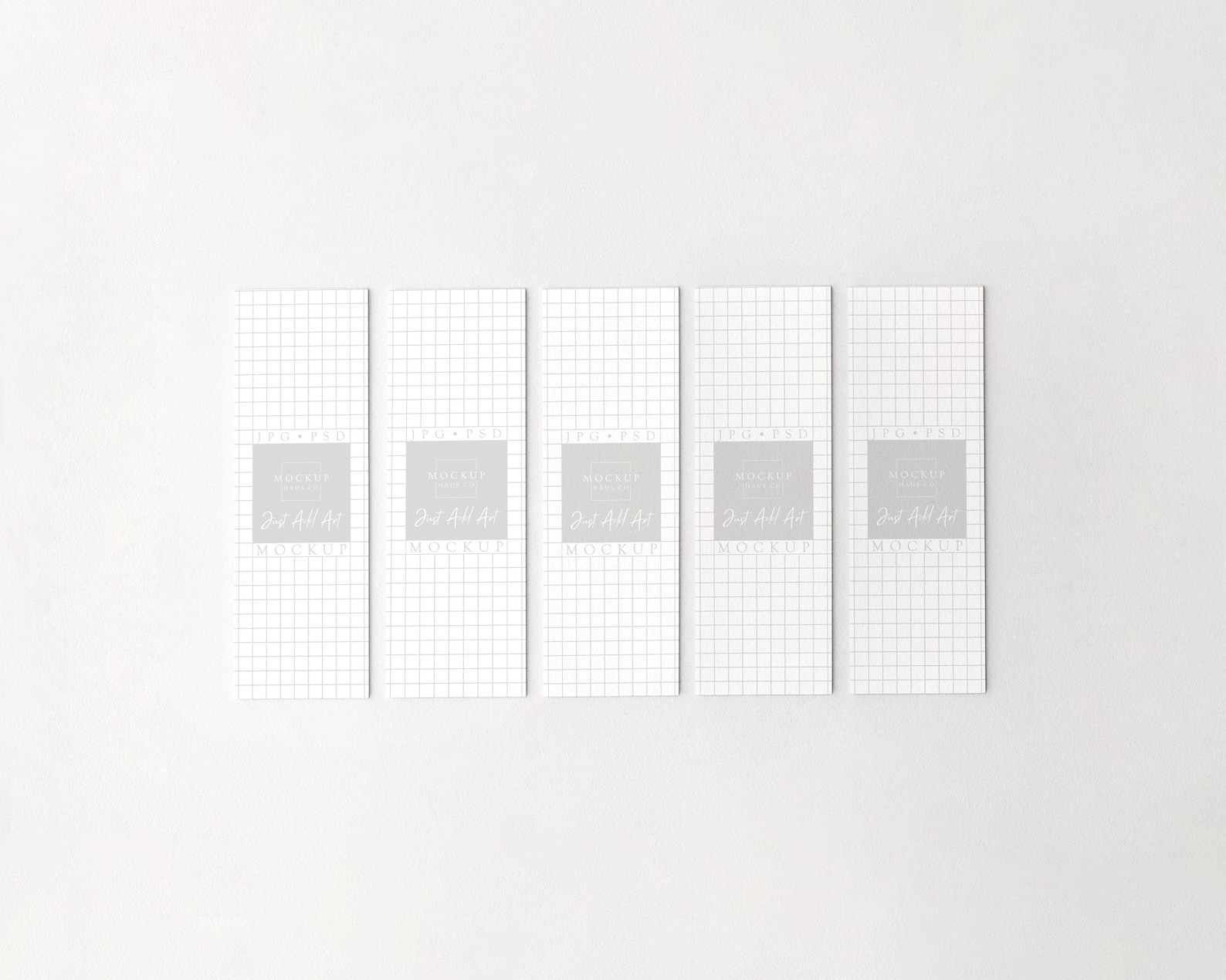 5 Bookmarks Mockup 2x6 Multiple Bookmark Mock up Bookmark Mockup PSD ...