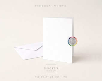 5x7 Greeting Card Mockup PSD | Folded Invitation Mockup | Make Envelope and Background Any Color!