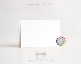 Horizontal Card Mockup PSD | Minimalist 5x7 Folded Greeting Card Design Display | Any Color Background