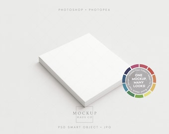 Maqueta de bloc de notas de 5.5 x 6 pulgadas. Maqueta de bloc de notas. Bloc de papel para diseño de monograma o bloc de notas personalizado. Archivo PSD con fondo que cambia de color.