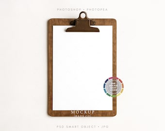 A4 Paper Mockup PSD | Single Sheet Printable in Rustic Clipboard | Make Background Any Color!