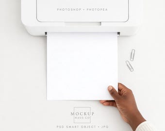 Printer Mockup PSD | Works For Both A4 and 8.5x11" Designs | Printable Mockup With Hand