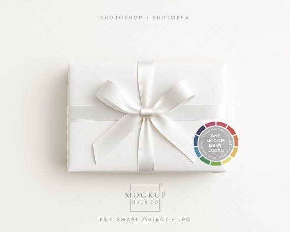 Gift Wrap Mockup for Wrapping Paper Design Showcase Repeating Pattern Display Color Changing Ribbon and Background PSD Template