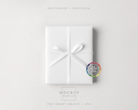 Wrapping Paper Mockup PSD | Simple Gift Wrap with Color-Changing Ribbon and Background!