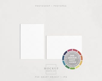 Postcard Mockup PSD 4x6 Post Card Mockup Front and Back Vertical Paper Print Mockup Thank You Card Mockup Stationery Flat Card Smart Mock up