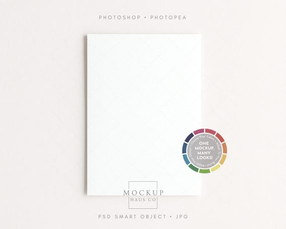 A6 Card Mockup PSD Neutral Card Mockup A5 Greeting Card Mockup Thank You Or Wedding Invitation Card Mock Up | Any Color BG + Paper Texture