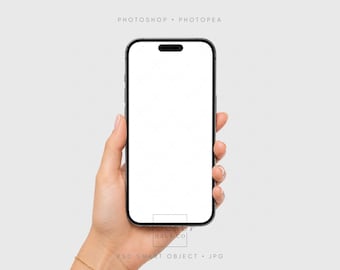 Handheld iPhone Mockup PSD | Minimal Phone Mock Up Digital Invitation Mockup | Color-Changing Background