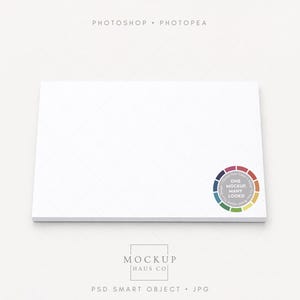 May include: A white rectangular mockup with a subtle diamond pattern. The image includes the text "PHOTOSHOP • PHOTOPEA" at the top and "MOCKUP HAUS CO" at the bottom. A colorful circular graphic with the text "ONE MOCKUP MANY LOOKS" is on the right.