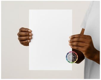 A4 Poster Mockup PSD | Person Holding Paper Mock Up | Change Shirt and Background Color!