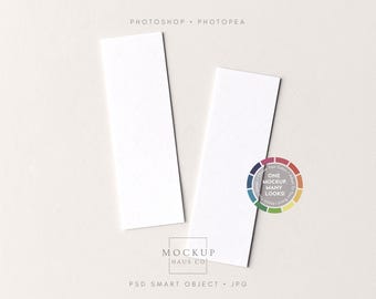Clean 2x6 Bookmark Mockup Printable Bookmark Mockup Bookmark Mock Up PSD Simple 2 Book Mark Mockup Realistic Smart Object Color Changing BG
