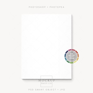 May include: A white canvas mockup with a subtle diamond pattern. The image includes the text "PHOTOSHOP • PHOTOPEA" at the top and "MOCKUP HAUS CO" and "PSD SMART OBJECT • JPG" at the bottom. A colour wheel with the text "ONE MOCKUP MANY LOOKS!" is on the right.