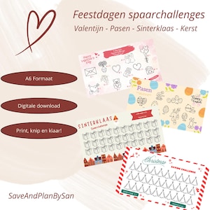Holiday Saving Challenge NL | Spaar Doel voor cadeaus, digital download, saving trackers, cashstuffing,