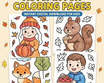 10 Hand-Drawn Autumn Colouring Pages for Kids: Printable Fall Activity Sheets (PDF)