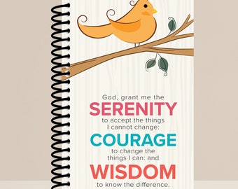 Serenity Prayer / Journal / AA Journal / Grief Journal / Personalized Journal / Acceptance Journal