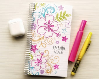 Personalized Notebook / Teen Journal / Sketchy Doodles Notebook