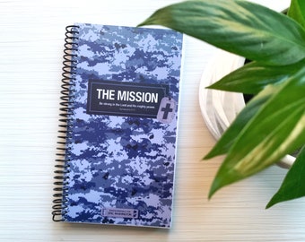 Cadeau voor soldaat / Gepersonaliseerde gebedsdagboek / Militair cadeau - blauwe camouflage