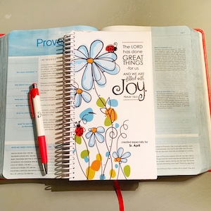 Bible study notes journal Filled With Joy Prayer Journal / Personalized Journal image 1