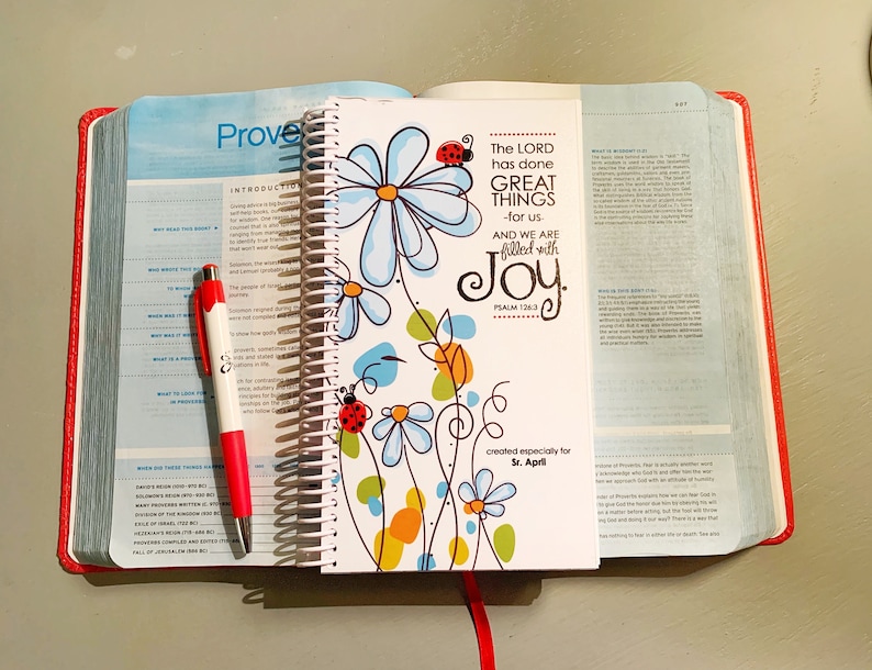Bible study notes journal Filled With Joy Prayer Journal / Personalized Journal image 1